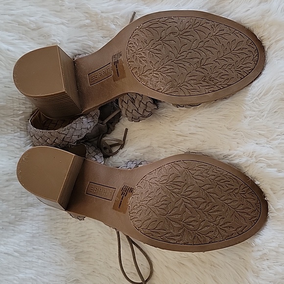 ESPRIT Taupe Braided Sandals Block Heel Women's Size 9.5 - Picture 8 of 9